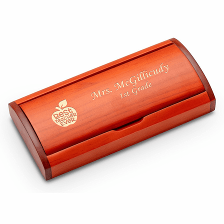 Best Teacher Ever Diamond Cut Personalized Ballpoint Pen with Wood Box