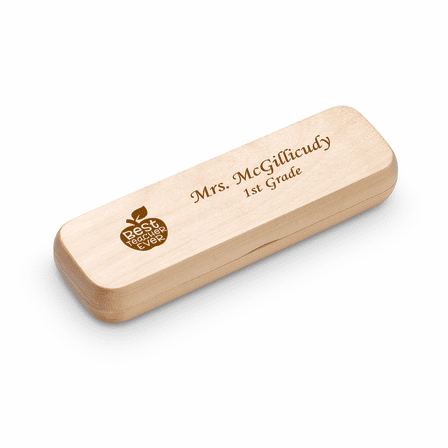 Best Teacher Ever Laser Engraved Maple Wood Double Pen and Box Set