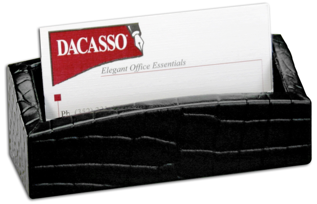 Black Crocodile Embossed Business Card Holder Executive Gift Shoppe