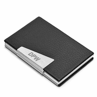 Black Faux Leather Business Card Holder