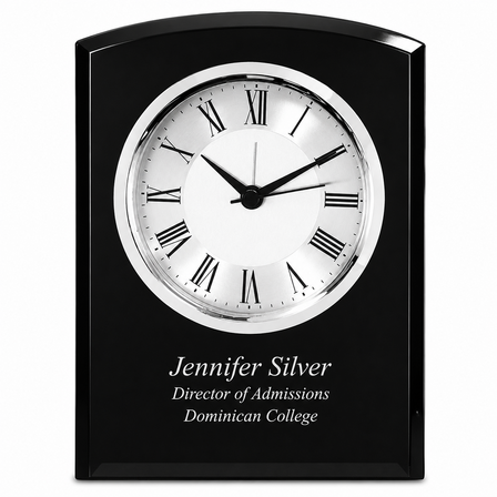 Black Glass Personalized Dome Desk Clock