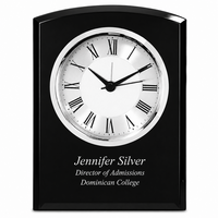 Black Glass Personalized Dome Desk Clock