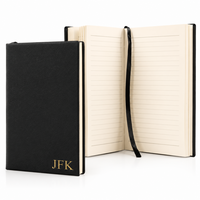 Black & Gold Journal with Black Satin Bookmark with Personalized Initials