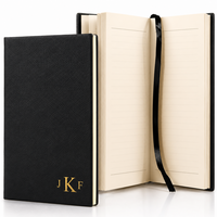 Black & Gold Journal with Black Satin Bookmark with Roman Monogram