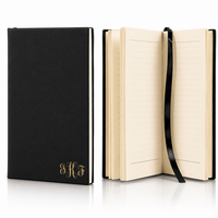 Black & Gold Journal with Black Satin Bookmark with Script Monogram
