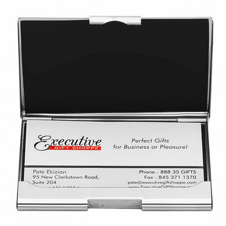 Black & Silver Engraved Business Card Holder - Discontinued