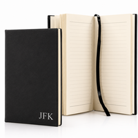 Black & Silver Journal with Black Satin Bookmark with Personalized Initials