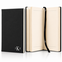 Black & Silver Journal with Black Satin Bookmark with Roman Monogram