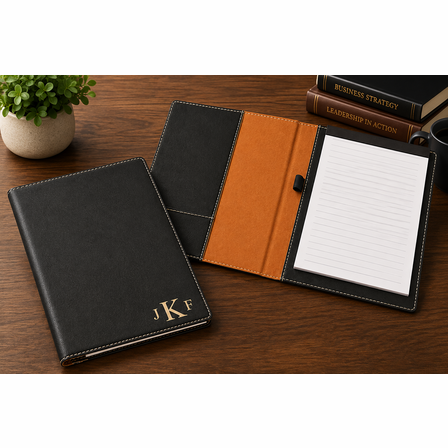 Black Small Portfolio & Notebook with Roman Monogram