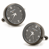 Black Steel Working Watch Cufflinks - Discontinued