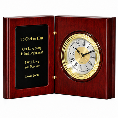 Book Of Life Personalized Rosewood Desk Clock