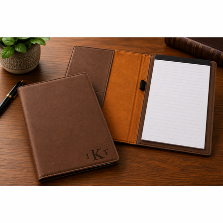 Brown Portfolio & Notebook with Roman Monogram