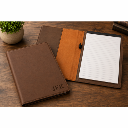 Brown Small Portfolio & Notebook with Personalized Initials