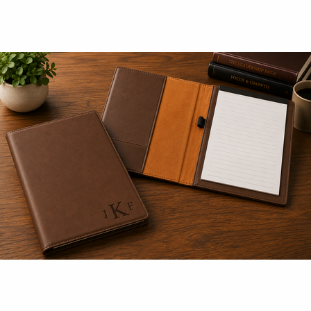 Brown Small Portfolio & Notebook with Roman Monogram