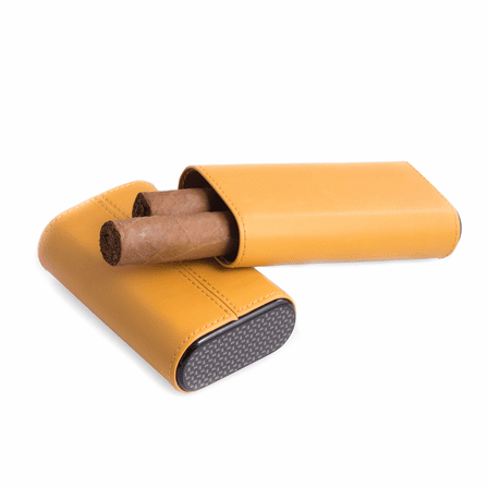 Carbon  Fiber  &  Yellow  Leather  Cigar  Holder