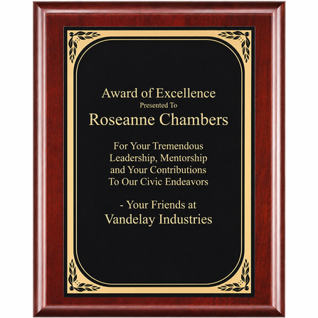 Cherry Plaque With  Black & Gold Engraving Plate - CB106
