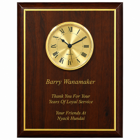 Cherry Wood Recognition Wall Plaque with Clock