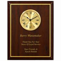 Cherry Wood Recognition Wall Plaque with Clock