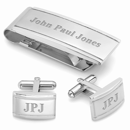 Classic Collection Engraved Money Clip & Cufflinks Gift Set