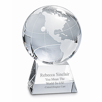 Clear Crystal Globe With Laser Engraved Pedestal Base - 3 1/2" Height