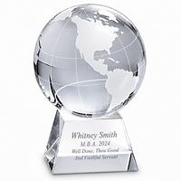 Clear Crystal Globe With Laser Engraved Pedestal Base - 4 1/2" Height