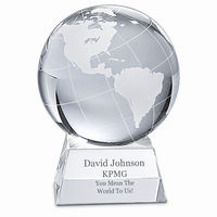 Clear Crystal Globe With Laser Engraved Pedestal Base - 5 1/2" Height