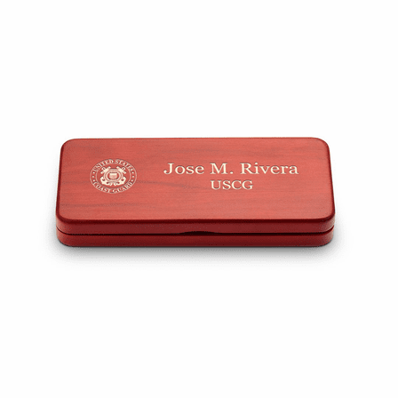 Coast Guard Theme Personalized Cherry Finish Pen & Pencil Set