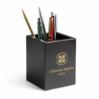 Coast Guard Theme Personalized Cherry Finish Wood Pen and Pencil Cup