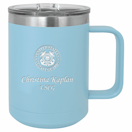 Coast Guard Theme Personalized Light Blue Insulated Polar Camel Coffee Mug