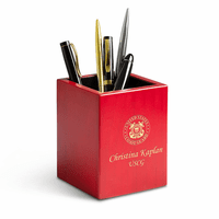 Coast Guard Theme Personalized Rose Finished Wood Pen and Pencil Cup
