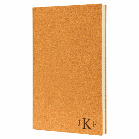 Cork Journal with Black Satin Bookmark with Roman Monogram