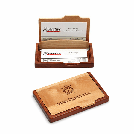 Crossing Golf Clubs Engraved Business Card Holder