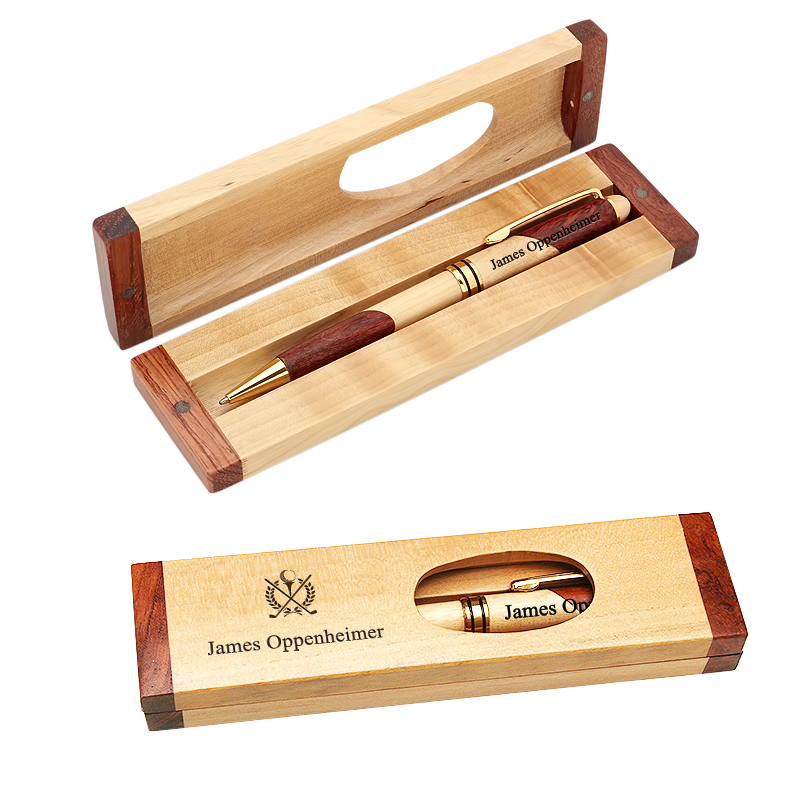 Crossing Golf Clubs Engraved Maple & Rosewood Pen and Box