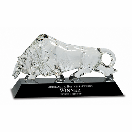 Crystal Bull With Personalized Black Crystal Base