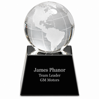 Crystal Globe with Personalized Black Crystal Base - 5 1/2" Height