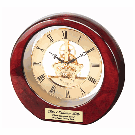 Da Vinci See Thru Mahogany Finish Wood Desk Clock