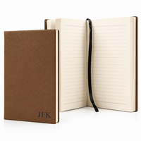 Dark Brown Journal with Black Satin Bookmark with Personalized Initials