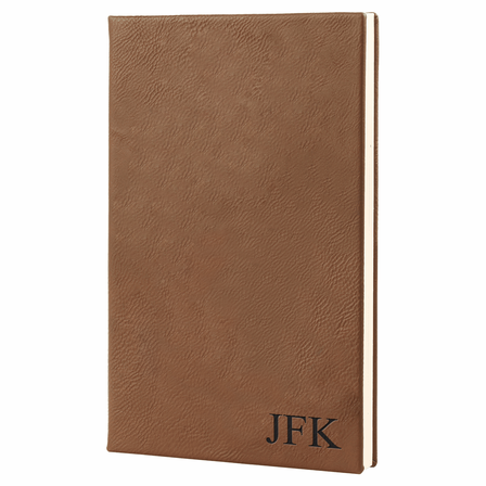 Dark Brown Journal with Black Satin Bookmark with Personalized Initials