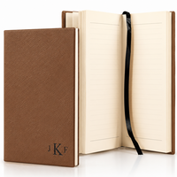 Dark Brown Journal with Black Satin Bookmark with Roman Monogram