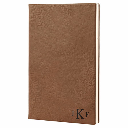 Dark Brown Journal with Black Satin Bookmark with Roman Monogram