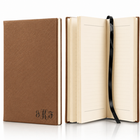 Dark Brown Journal with Black Satin Bookmark with Script Monogram