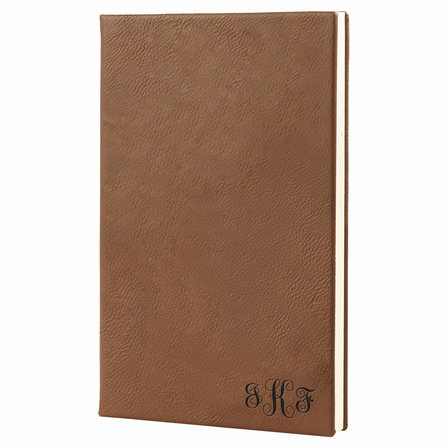 Dark Brown Journal with Black Satin Bookmark with Script Monogram