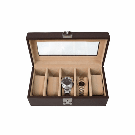 Deluxe Genuine Leather 5 Watch Box
