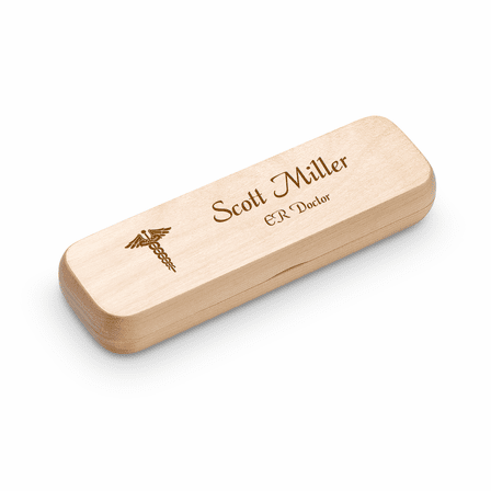 Doctor Theme Laser Engraved Maple Wood Double Pen and Box Set