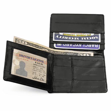 Eel Skin Collection L Shape Bifold Wallet & Card Holder