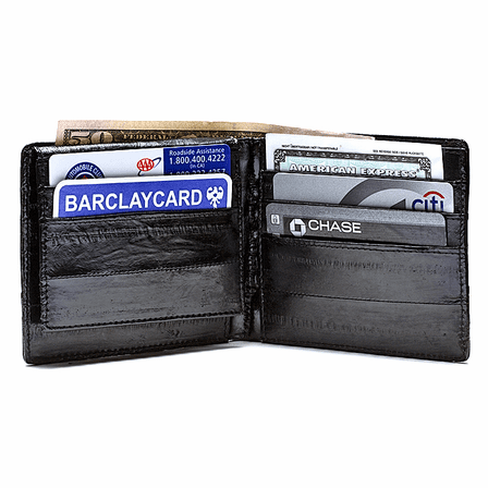 Eel Skin Collection L Shaped Bifold Wallet