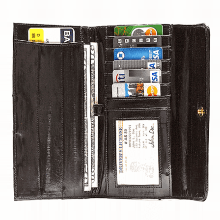Eel Skin Collection Snap Closing Checkbook Wallet & Organizer