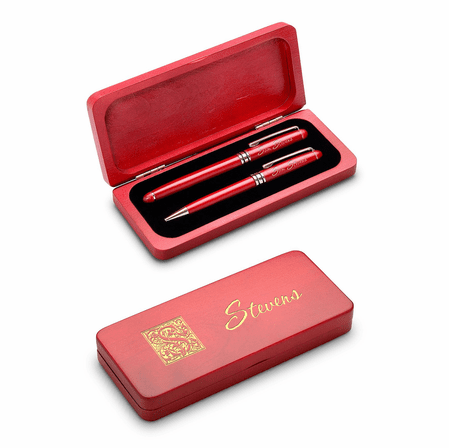 Elegance Collection Personalized Cherrywood Ballpoint Pen & Fountain Pen Set
