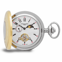 Engraved Two Tone Charles Hubert Pocket Watch and Chain #3553-T