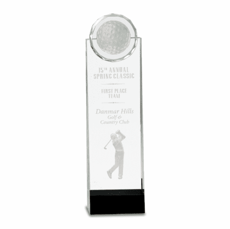 Etched Swinging Golfer With Black Pedestal Base